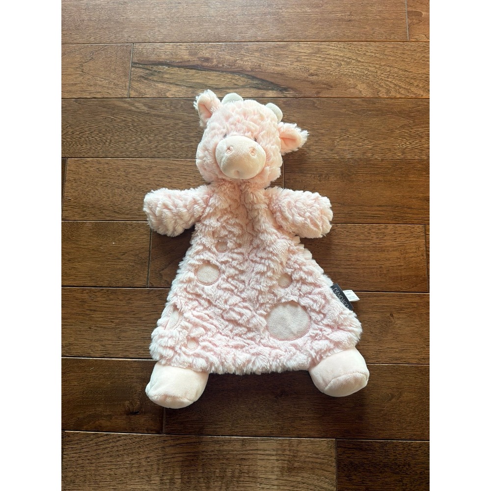 Demdaco Baby Giraffe Girl Lovey Plush Pink Rattle Cow Spots Security Blanket 13"